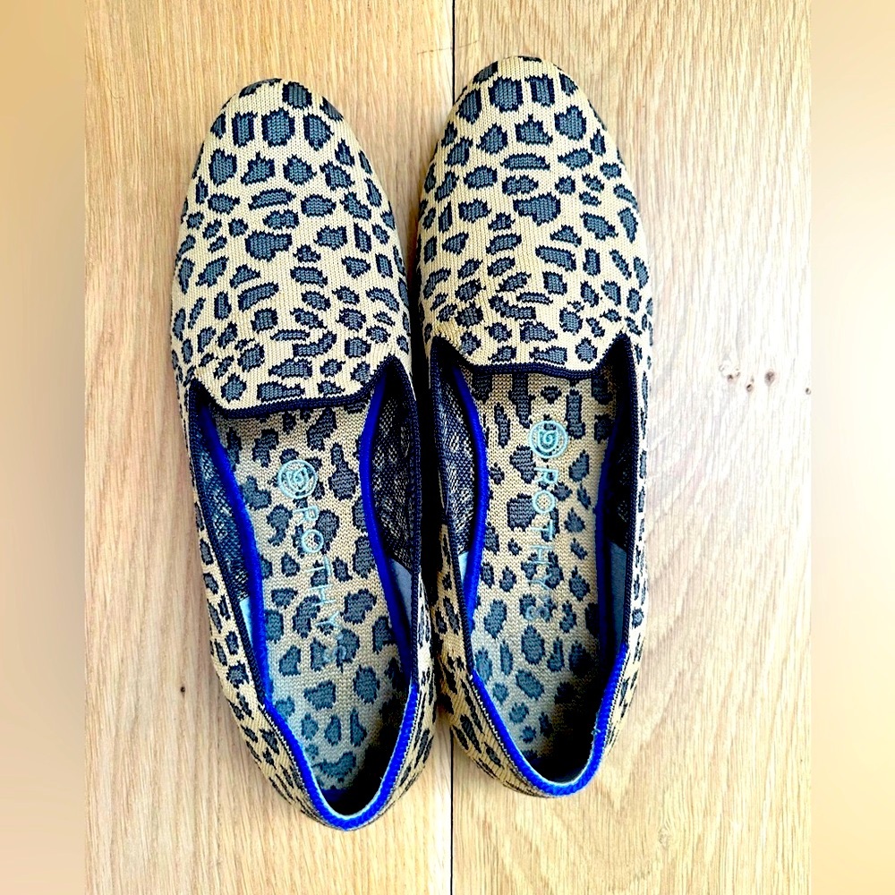 Rothy Leopard Loafers, Size 10. Classic style, neutral colors adds versatility.